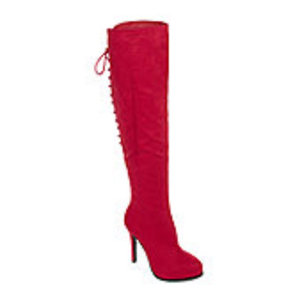 2 Lips Too Red Faux Suede Over the Knee Boots Size 7.5